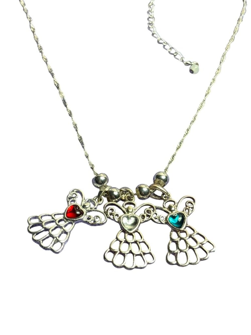 Avon Birthstone Angel Pendant Necklace Silvertone July April December 16 - 19 in